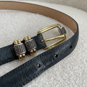 Brighton Leather Belt Silver Gold Tone Buckle 28 6